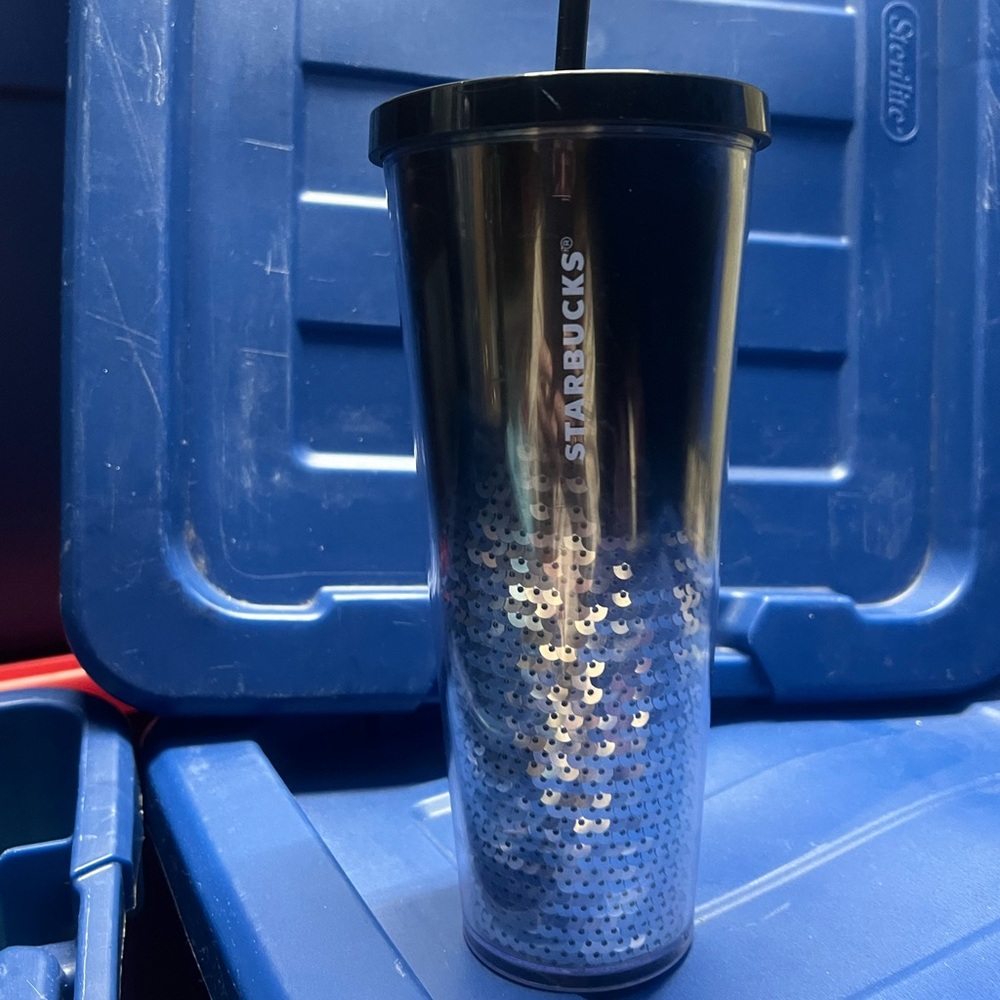 Starbucks Black and Blue Glitter Tumbler